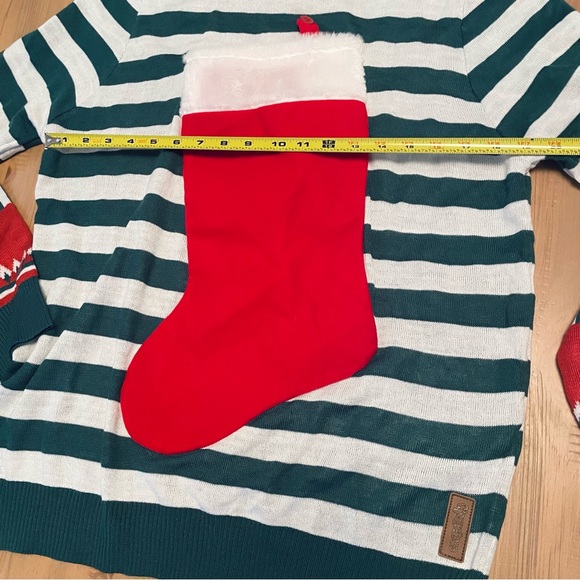 Tipsy Elves Men’s Large Stocking Sweater Green White Ugly Christmas Stripes New - Picture 4 of 8